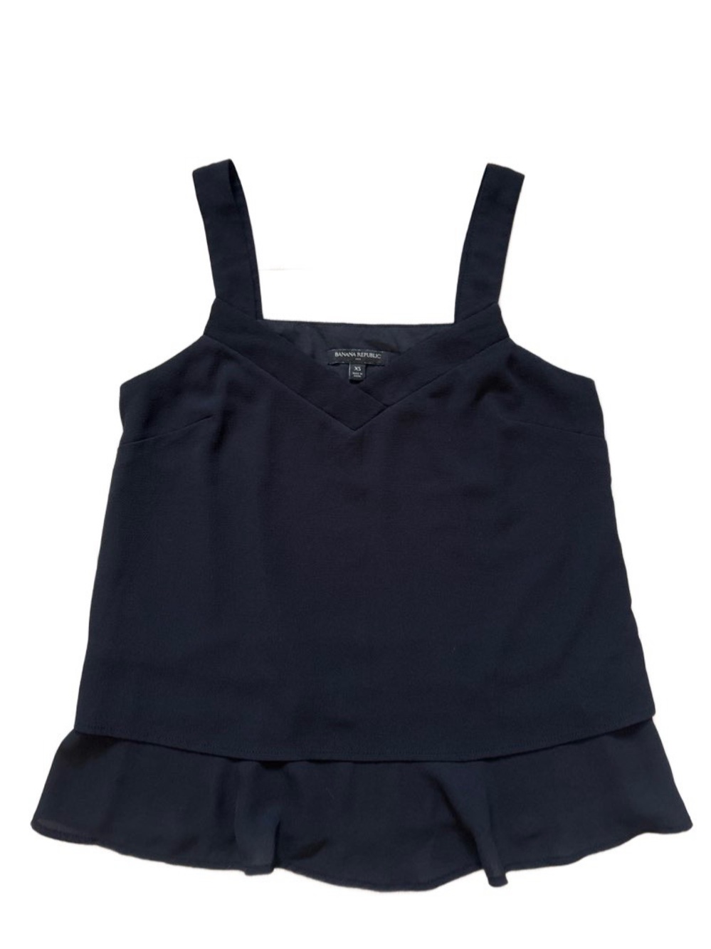 Banana Republic Black V-Neck Sleeveless Camisole with Ruffle Hem